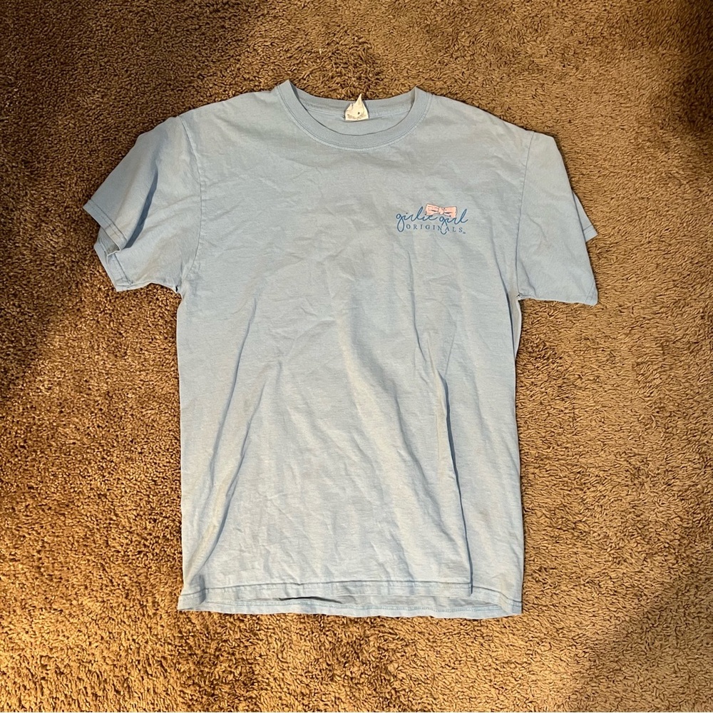 Blue Girlie Girl original tshirt with dog of the back